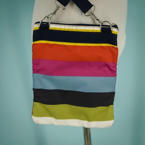 Le Sportsac Rainbow Stripe Three Zip Fabric Crossbody Shoulder Strap Bag Handbag - Picture 3 of 7